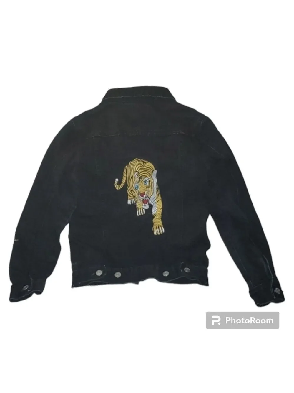 Haus of Jr jacket Girl's Size 3 years black Jeffery Space Patch denim trucker